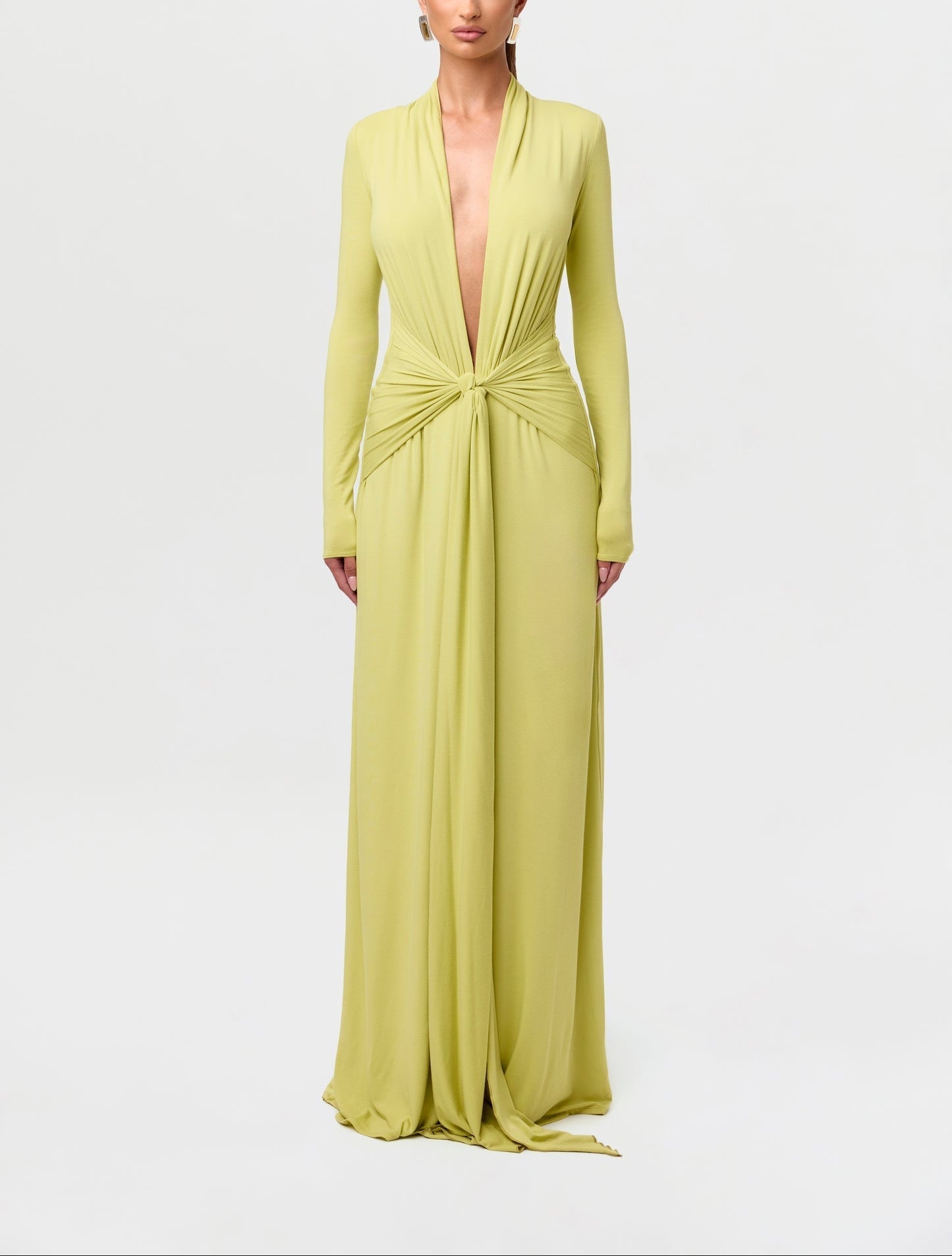 Smooth Plunge Drape Tie Dress