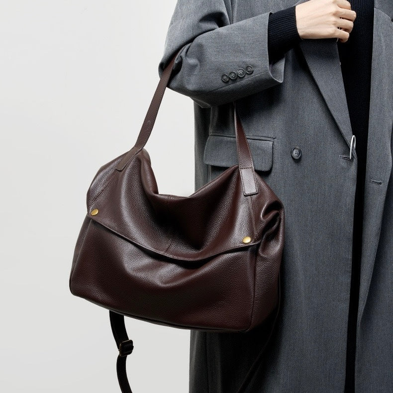Women's Retro Leather Soft Simple Casual Tote Bag