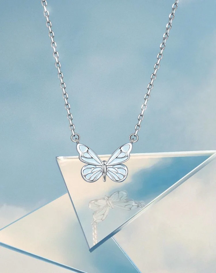 Luminous Dream Blue Butterfly Necklace