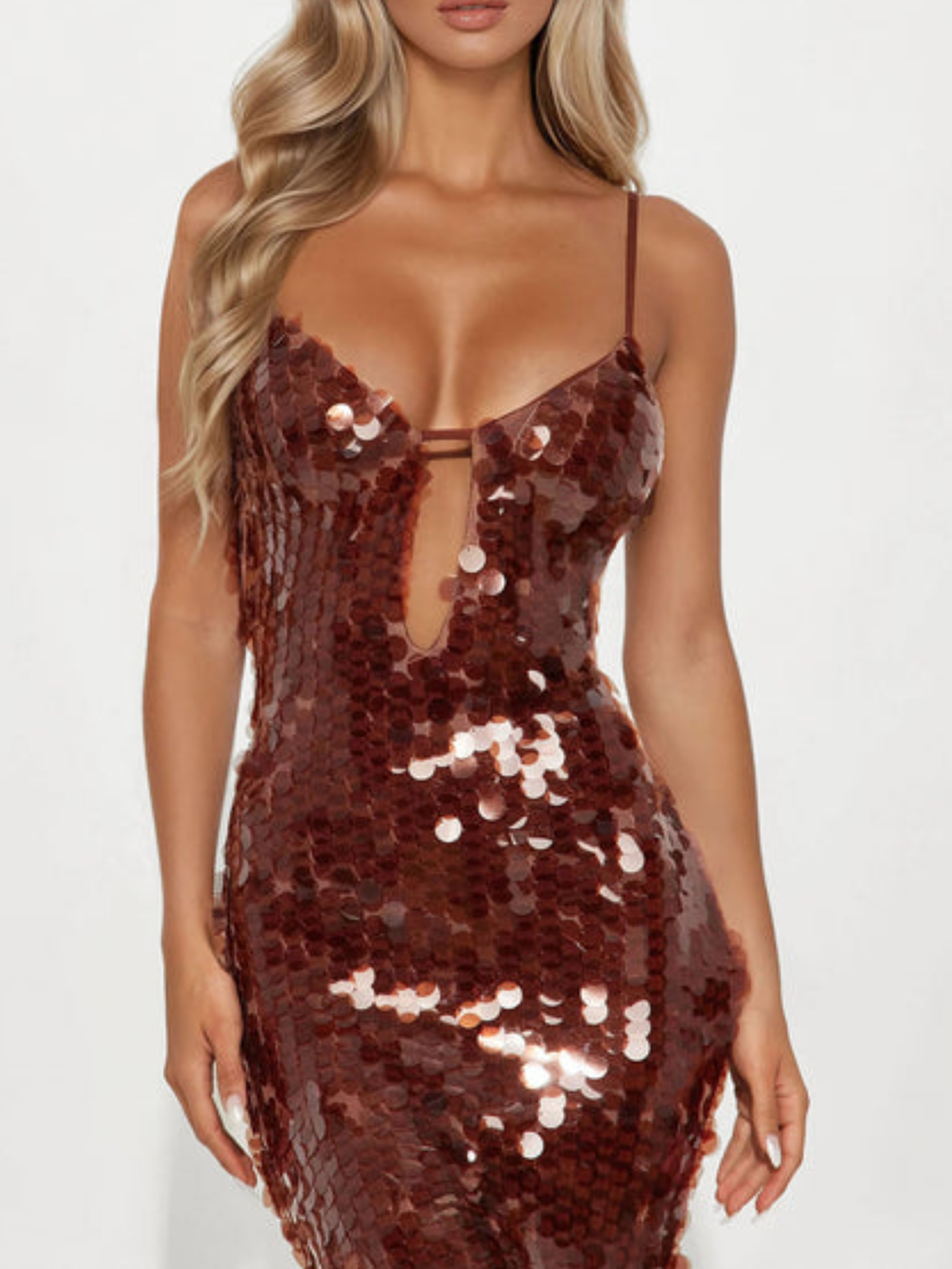 Zoraluxy Sequin Dress-Brown