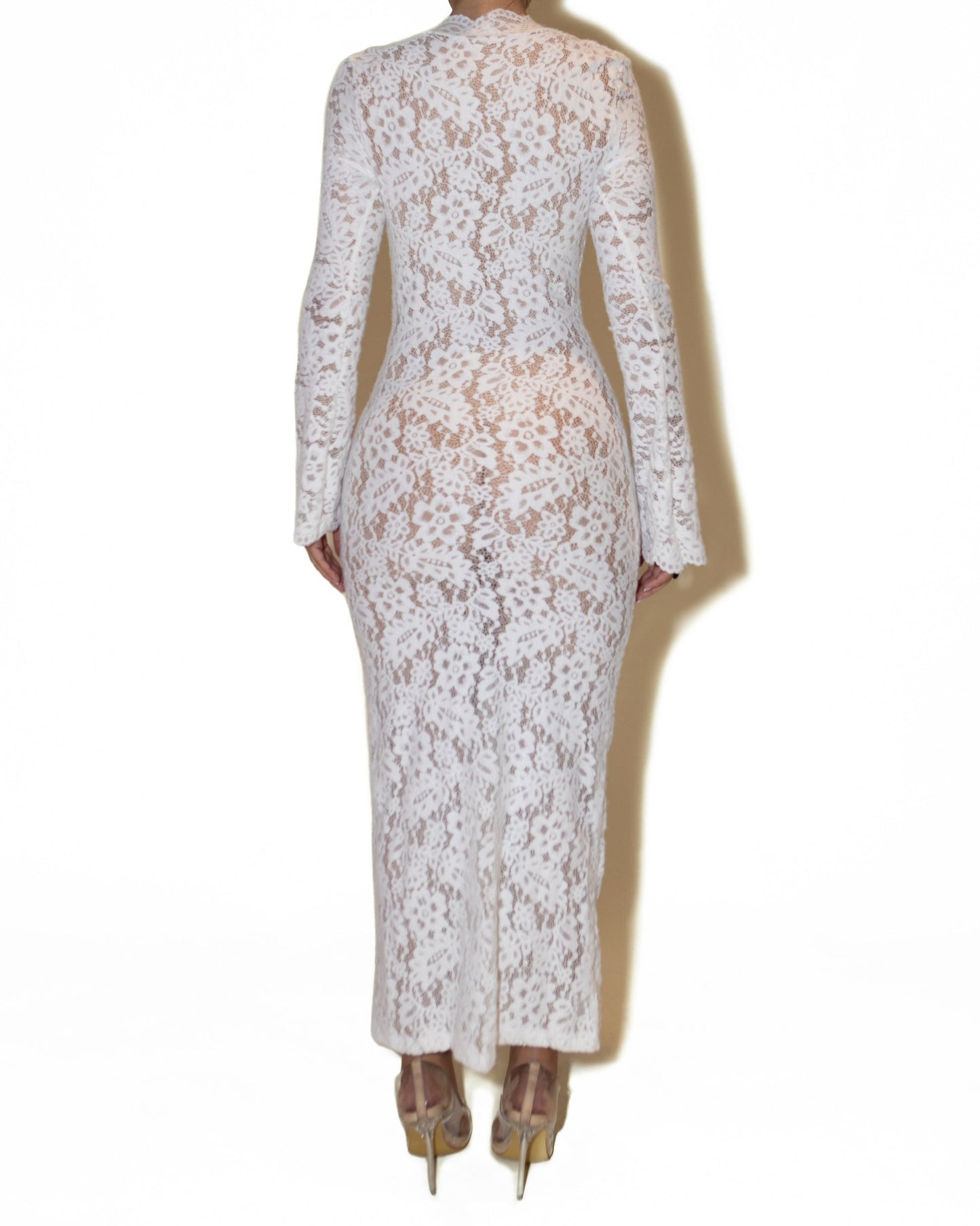 White Floral Lace Maxi Dress