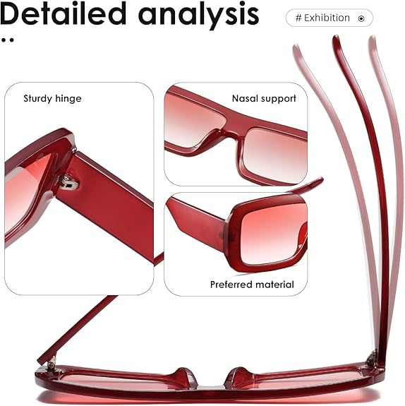 Women's Oversized Square Frame Fashionable Vintage Sunglasses