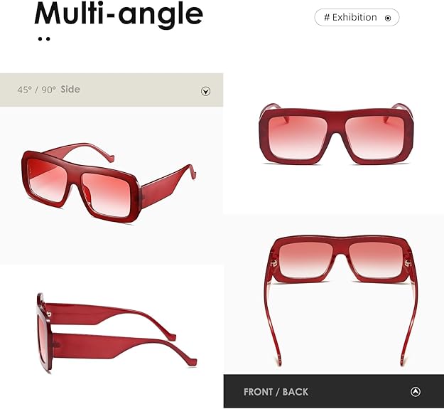 Women's Oversized Square Frame Fashionable Vintage Sunglasses
