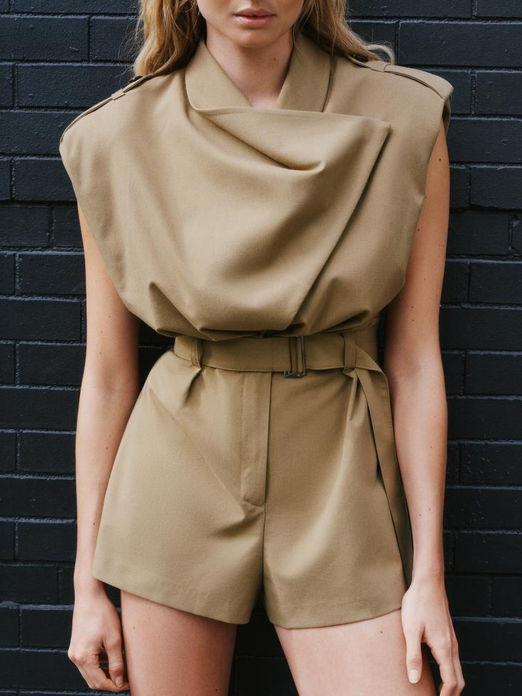Zora Pad And Belt Short Jumpsuit