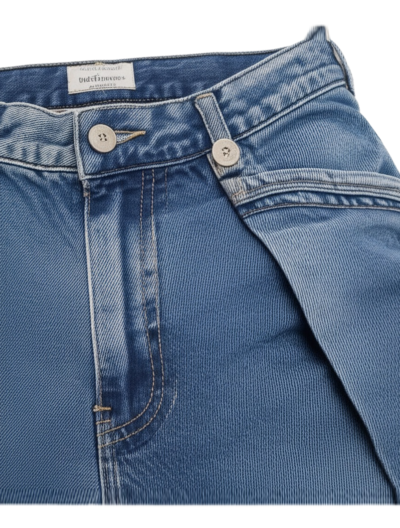 Round Wide-Leg Fold Jeans