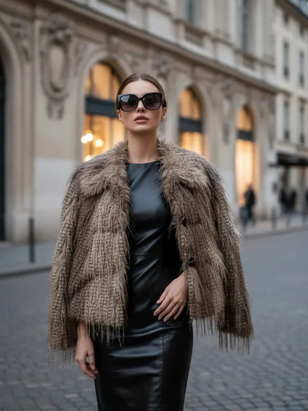 Styles By Faith Howard Women's Leopard PrintFaux Fur Coat