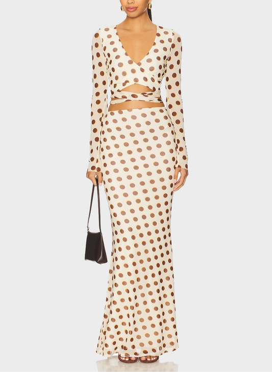 Polka Dot Top + Maxi Skirt