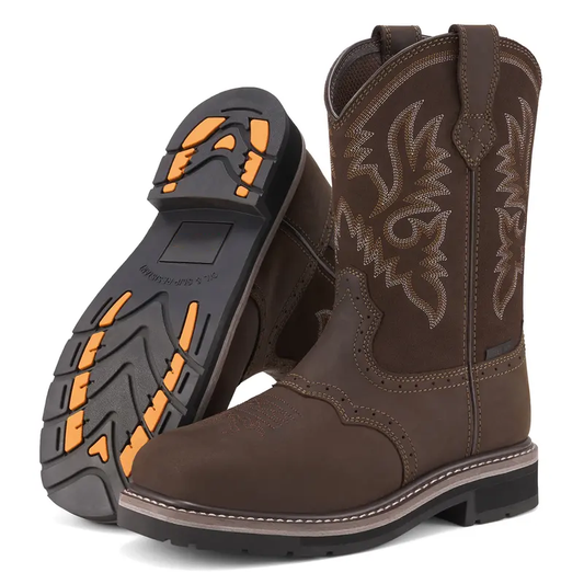 Western Cowboy Non Slip Work Boots - Square Toe
