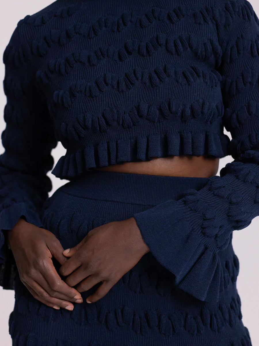 Turtle Neck Ruffled Hem Two Pieces Dress