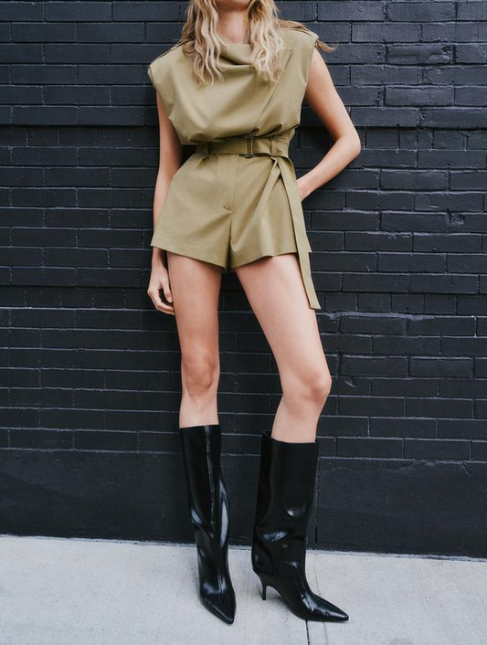 Zora Pad And Belt Short Jumpsuit