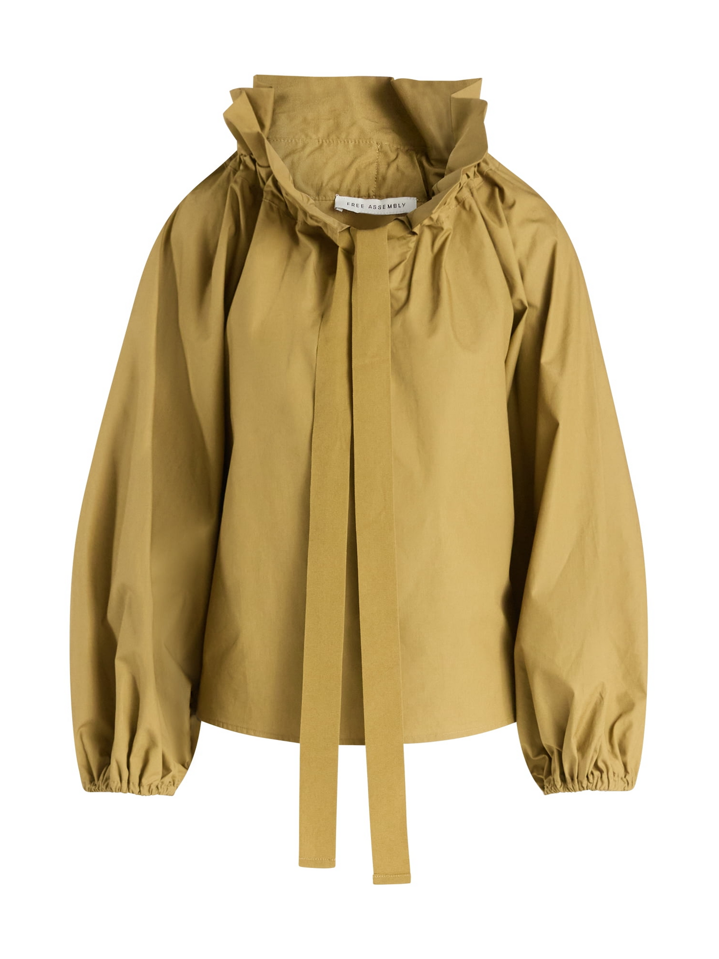 Women's Plus Size Ruffle Collar Cotton Long Sleeve Top