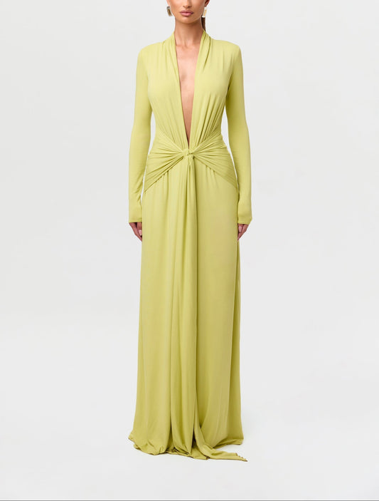 Smooth Plunge Drape Tie Dress