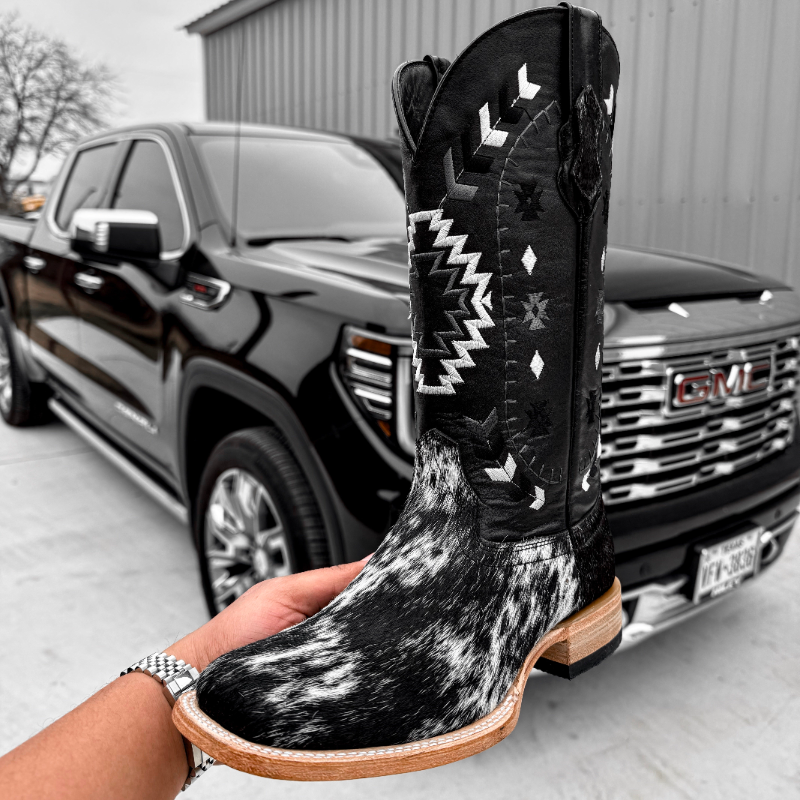 Brown Cowhide Leather Boots - Square Toe