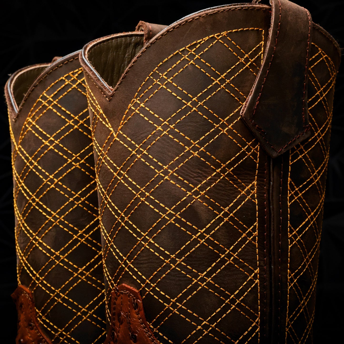 Cognac Ostrich Leather Boots - Composite Toe