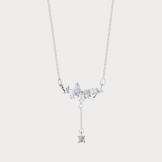 Butterfly Hanging On Stars Necklace