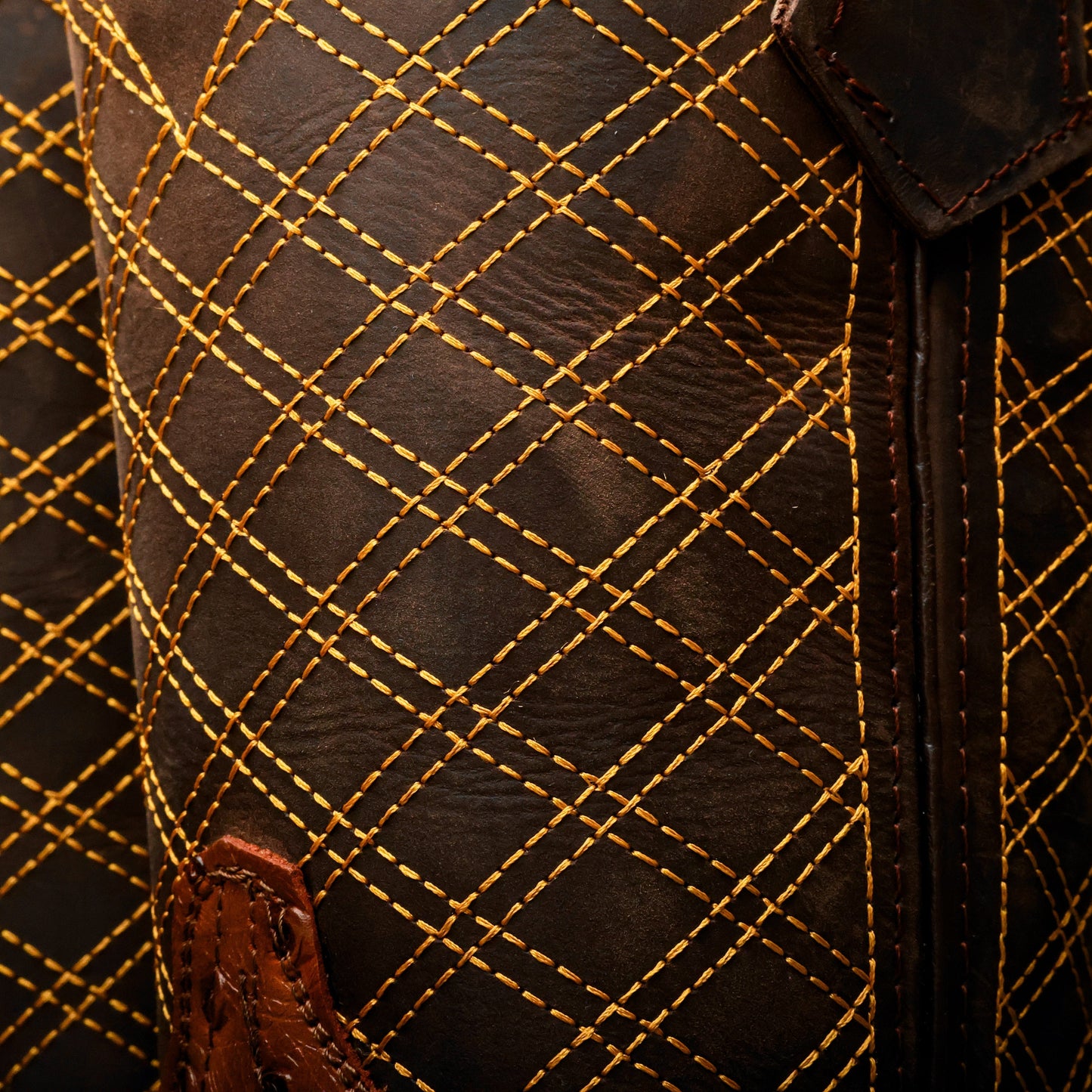 Cognac Ostrich Leather Boots - Composite Toe