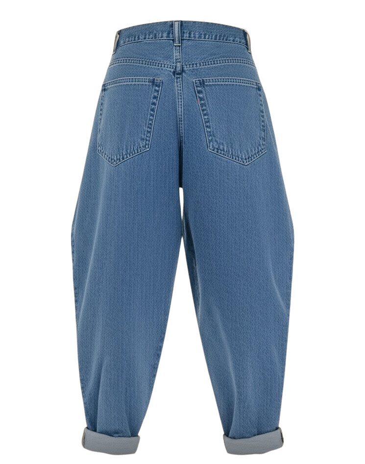 Round Wide-Leg Fold Jeans