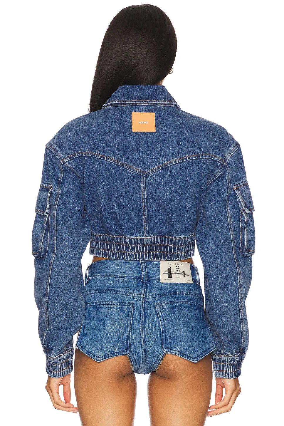Cropped Denim Bomber Jacket